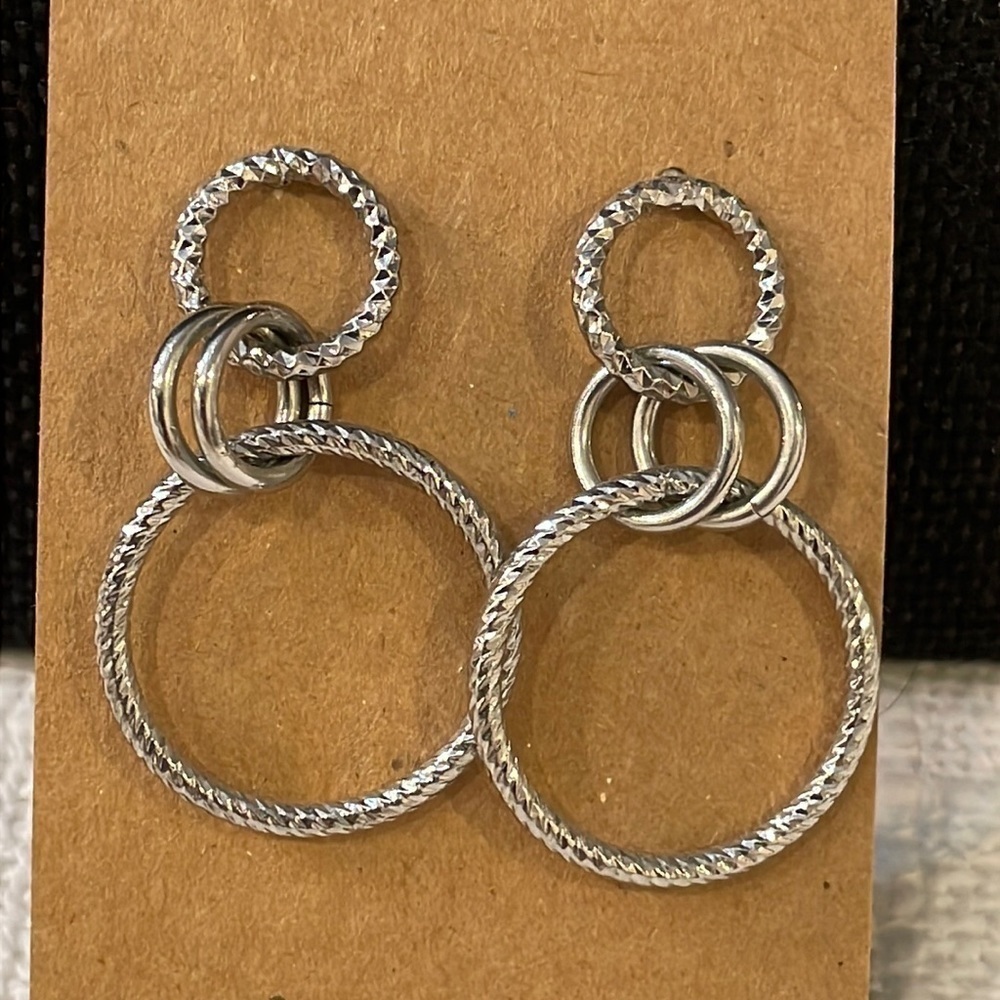 💐5/25 chunky interlocking hoop circle chain statement earrings
